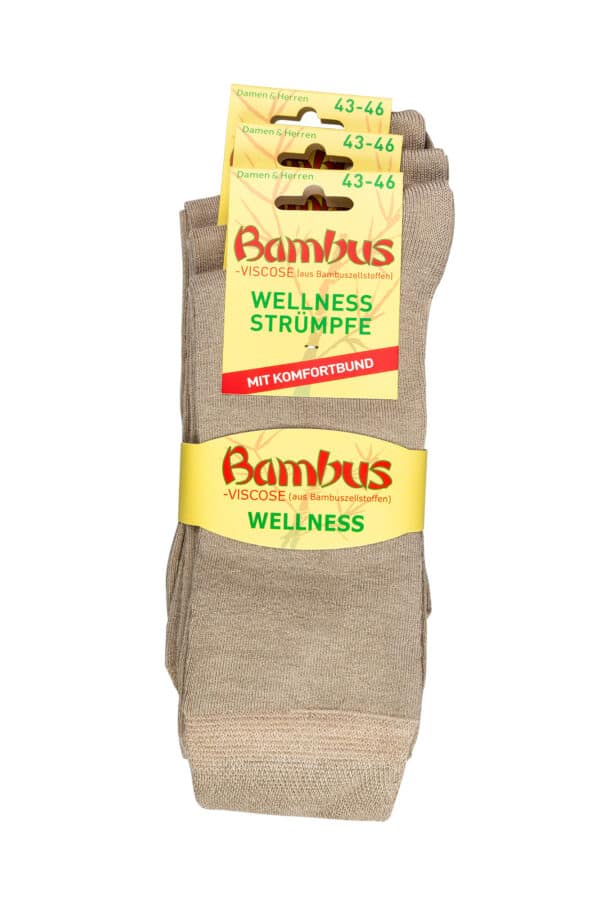 Bambus Wellnesssocken beige 3er-Bündel Unisex Bambus Wellnesssocken beige normallang im 3er Bund.