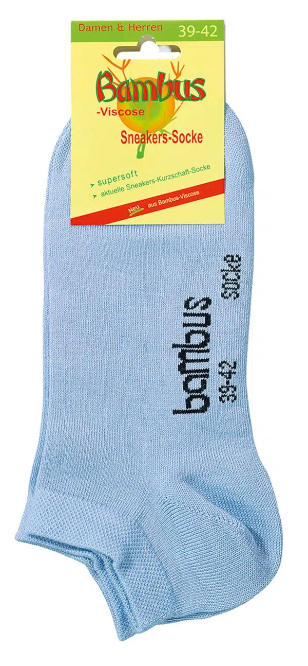 Bambussocken-Sneaker Damen hellblau Bambussocken Sneaker Damen hellblau mit Bambus Schriftzug.