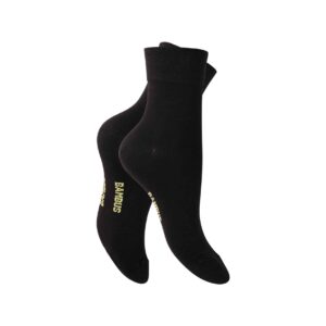 Bambus-Socken Damen normallang schwarz Bambus Socken Damen von Footstar - normallang - schwarz - mit gelbem Bambus Schriftzug.