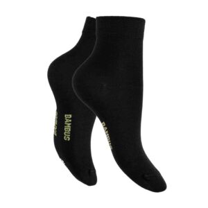 Bambussocken-Herren Kurzschaft schwarz Bambussocken Herren von Footstar - Kurzschaft - schwarz - mit gelbem Bambus Schriftzug.