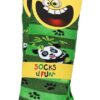 Bambus Kinder-Soeckchen im 2er-Bund Bambussocken für Kinder im 2er Bund mit Panda-Motiv, normallang 1x in grün und 1x grün gestreift.